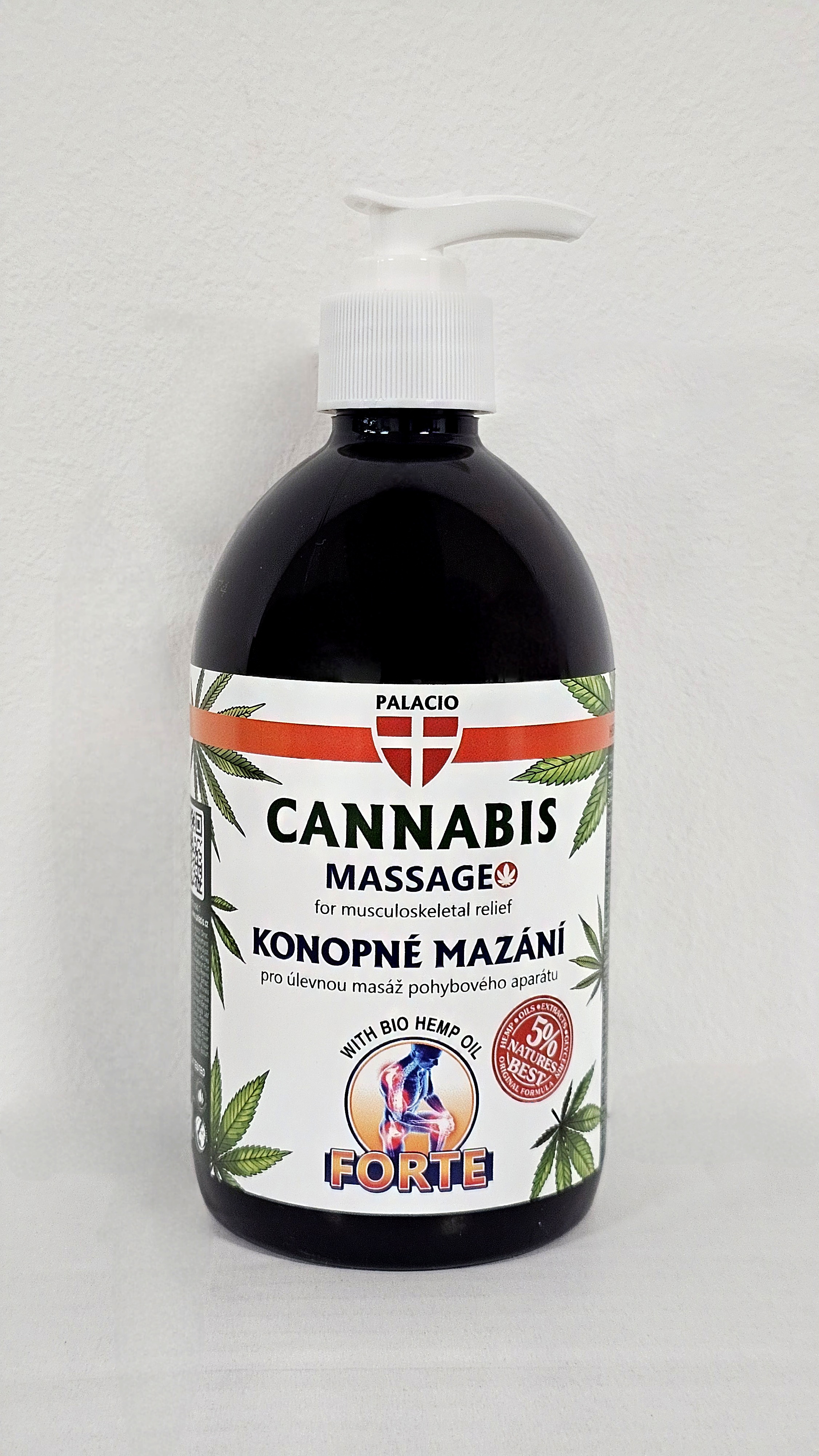 Konopny żel forte z pompką do masażu z zawartością 5% oleju konopnego 500ml